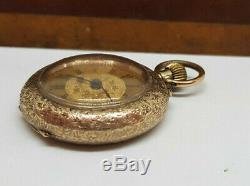 Antiques 9k Gold Fob Pocket Watch Gold Dial