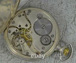 Arcadia Ancre de Precision Solid Silver 15 Jewel Open Faced Pocket Watch