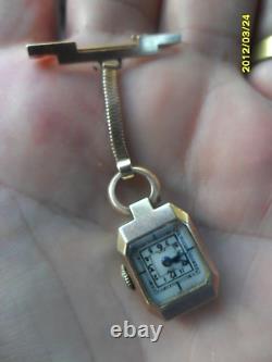 Art Deco 9ct Gold pocket Watch IWC Ladies Fob Watch & Pin Rare