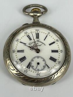 Art Nouveau Chrono Besancon Epinal Argentan Depose Pocket Watch Antique 1900