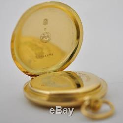 Authentic Longines Heavy Solid 18k Gold Enamel Dial Antique Hunter Pocket Watch