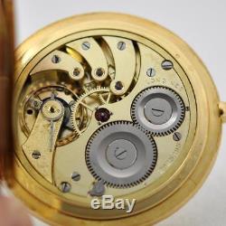 Authentic Longines Heavy Solid 18k Gold Enamel Dial Antique Hunter Pocket Watch