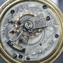 BIG Gold 1898 Elgin BW Raymond RAILROAD Grade Pocket Watch Heavy 18s Antique USA