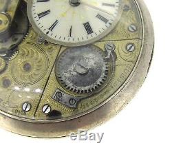 BREVET Swiss Engraved Antique Silver Open Face VALOR Pocket Watch