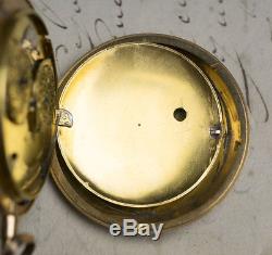 BRITISH 18k GOLD ENAMEL Full Plate Cylinder Non-Verge Antique Pocket Watch