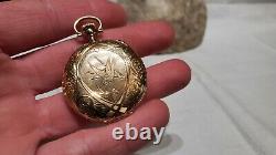 Beautiful! Antique 1905 14k Yellow Gold Waltham Seaside 7j Etched Pocket Watch