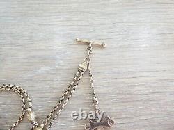 Beautiful Antique 9 Carat Gold Albertina Pocket Watch Chain With Lovely Fob