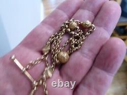 Beautiful Antique 9 Carat Gold Albertina Pocket Watch Chain With Lovely Fob