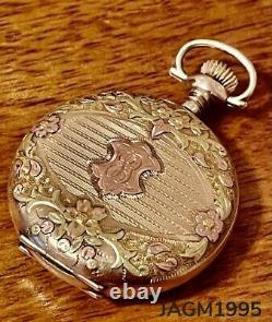 Beautiful Antique Elgin pocket fob watch Victorian hunter 9ct gold filled c1900s