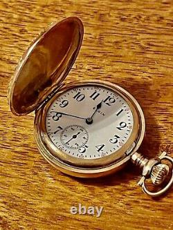 Beautiful Antique Elgin pocket fob watch Victorian hunter 9ct gold filled c1900s