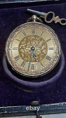 Beautiful Antique Enamelled Case. 18ct Gold Ladies Fob Pocket Watch