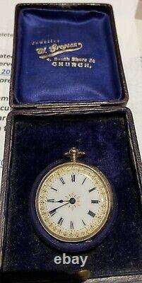 Beautiful Antique Ladies Gold Fancy Dial Fob Pocket Watch for spares or repairs