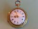 Beautiful Antique Pocket Watch In Open Face Gilt Metal Case For Repair