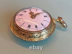 Beautiful Antique Pocket Watch in Open Face Gilt Metal Case for Repair