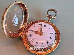 Beautiful Antique Pocket Watch in Open Face Gilt Metal Case for Repair