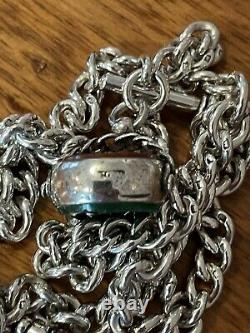 Beautiful Antique Pocket watch Victorian solid silver double albert chain + Fob
