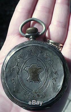 Beautiful Antique Silver Remontoir Ancre Anti Magnetique Pocket Watch 15 Rubies