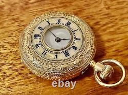 Beautiful Antique pocket watch fob 18k gold Victorian Half Hunter