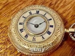 Beautiful Antique pocket watch fob 18k gold Victorian Half Hunter
