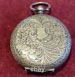 Beautiful Sterling Silver Fancy Coloured Dial Victorian Fob Pocket Watch