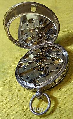 Beautiful W. Humel (Renan) Ladies Brittanic Silver Pocket Watch / Antique