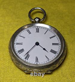 Beautiful W. Humel (Renan) Ladies Brittanic Silver Pocket Watch / Antique