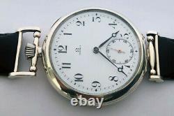 Big ANTIQUE Swiss Mechanical Mens Marriage luxury Silver Wristwatch Enamel Dial