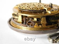 C1779 ANTIQUE SOLID SILVER PAIR CASE VERGE FUSEE POCKET WATCH TARTS of LONDON