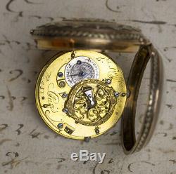 CONCEALED EROTIC SCENE ENAMEL PAINTING GOLD Verge Fusee Antique Pocket Watch