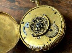 Calendar pocket watch verge fusee antique 3 register A. Paris