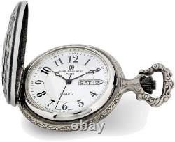 Charles Hubert Antiqued Chrome & Satin Eagle Medallion Pocket Watch