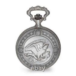 Charles Hubert Antiqued Chrome & Satin Eagle Medallion Pocket Watch
