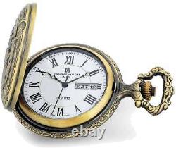 Charles Hubert Antiqued Gold-Finish 2 Horses Pocket Watch
