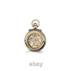 Charles Hubert Antiqued Gold-Finish Brass Skeleton Pocket Watch