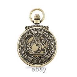 Charles Hubert Antiqued Gold-Finish Lion Crest Pocket Watch