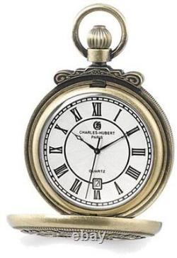 Charles Hubert Antiqued Gold-Finish Shield Pocket Watch