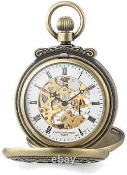 Charles Hubert Antiqued Gold-Finish Skeleton Pocket Watch XWA3348