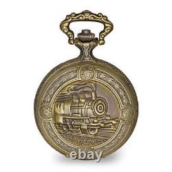 Charles Hubert Antiqued Gold-Finish Train Pocket Watch