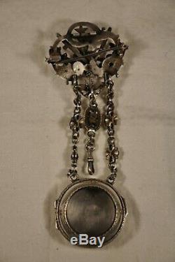 Chatelaine Ancien Or Argent Massif Antique Pocket Watch Case Froment-meurice