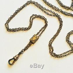 Chatelaine Pocket Watch Chain gold fill Slider Necklace 52 antique victorian