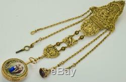 Chinese Qing Dynasty 22k gold, Enamel&Pearls Repeater Verge Fusee pocket watch