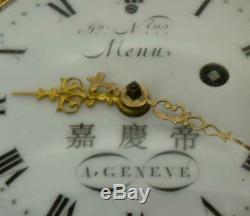 Chinese Qing Dynasty 22k gold, Enamel&Pearls Repeater Verge Fusee pocket watch