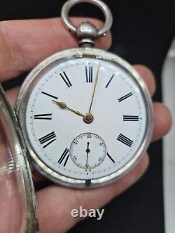Chunky Antique solid silver gents Birmingham pocket watch 1898 WithO ref2938