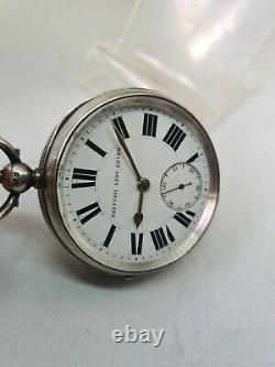 Chunky Antique solid silver gents British Lion pocket watch 1902 WithO ref2121