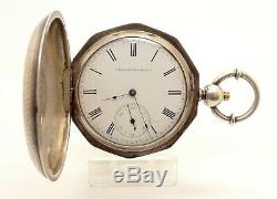 Circa 1865 Antique E. Howard Key Wind Pocket Watch Decagon Case Civil War Era