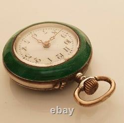 Circa 1900 Antique Swiss Silver Enamel Fob Pocket Watch Superb Condition. NICE1