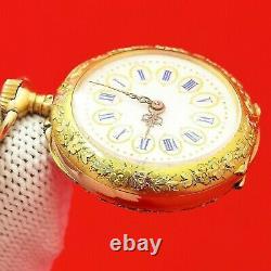 Circa 1900 Solid 18k / 750 Gold Antique Pocket Watch With Engravings