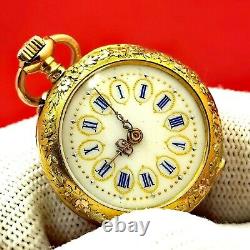 Circa 1900 Solid 18k / 750 Gold Antique Pocket Watch With Engravings