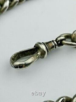 Crica 19th Century Solid Hallmarked Silver Graduated Albert Pocket Watch Chain
