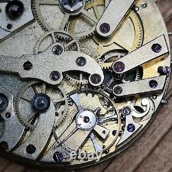 Dual Train & Time Zone Swiss Antique Pocket Watch Movement For Repair (P130)